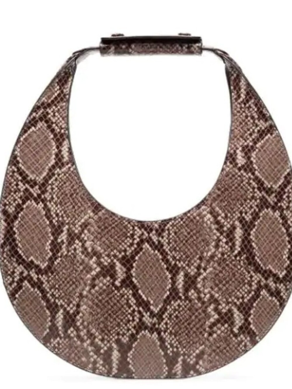 STAUD Moon Bag Snakeskin Embossed - Brown